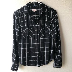 Merona Black & White Checkered Plaid Shirt